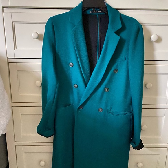 Zara Jackets & Blazers - Zara Green Long Top Coat